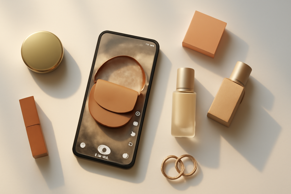 Smartphone met TikTok Shop-interface naast producten voor een Nederlandse webshop