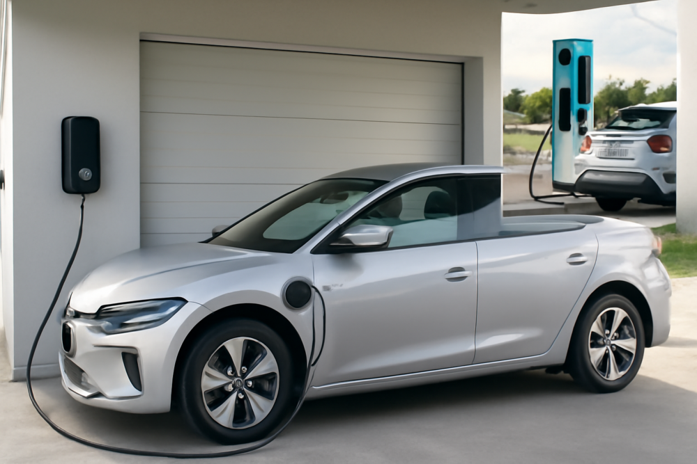 Elektrische auto aan thuislaadpaal vergeleken met publiek laden in 2026